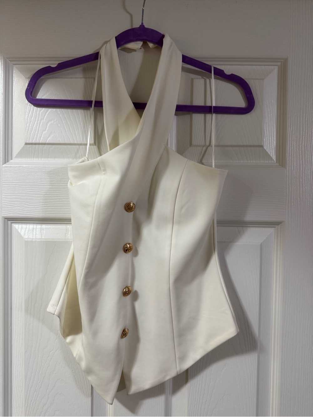 Express Ivory Halter Corset-Style Top